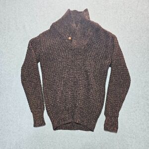 Vintage Woolrich Women's Medium Wool Brown Single Button Shawl Collar Sweater